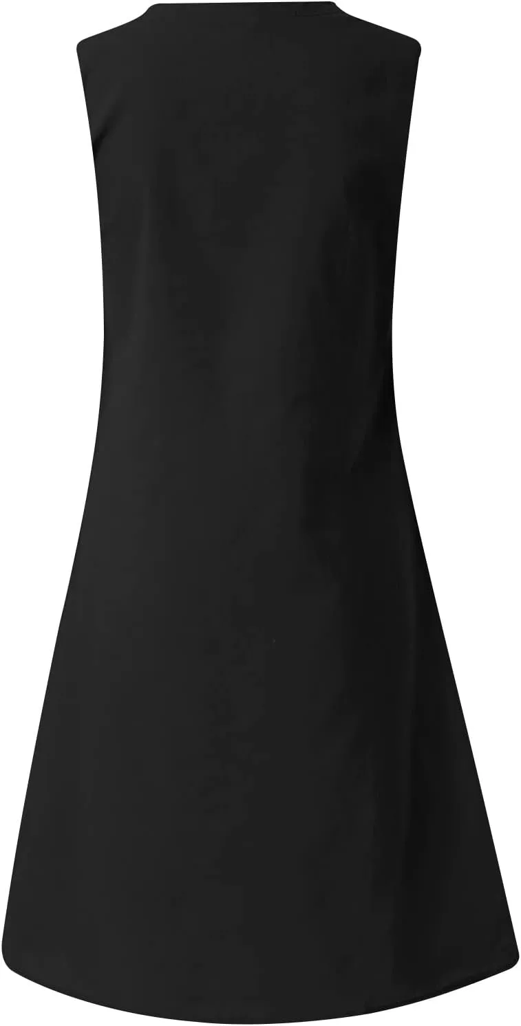 Cute Dresses for Women 2024 Cotton Sleeveless Maxi Tank Sundress Casual Loose Fit Midi Summer Dress with Plus Size