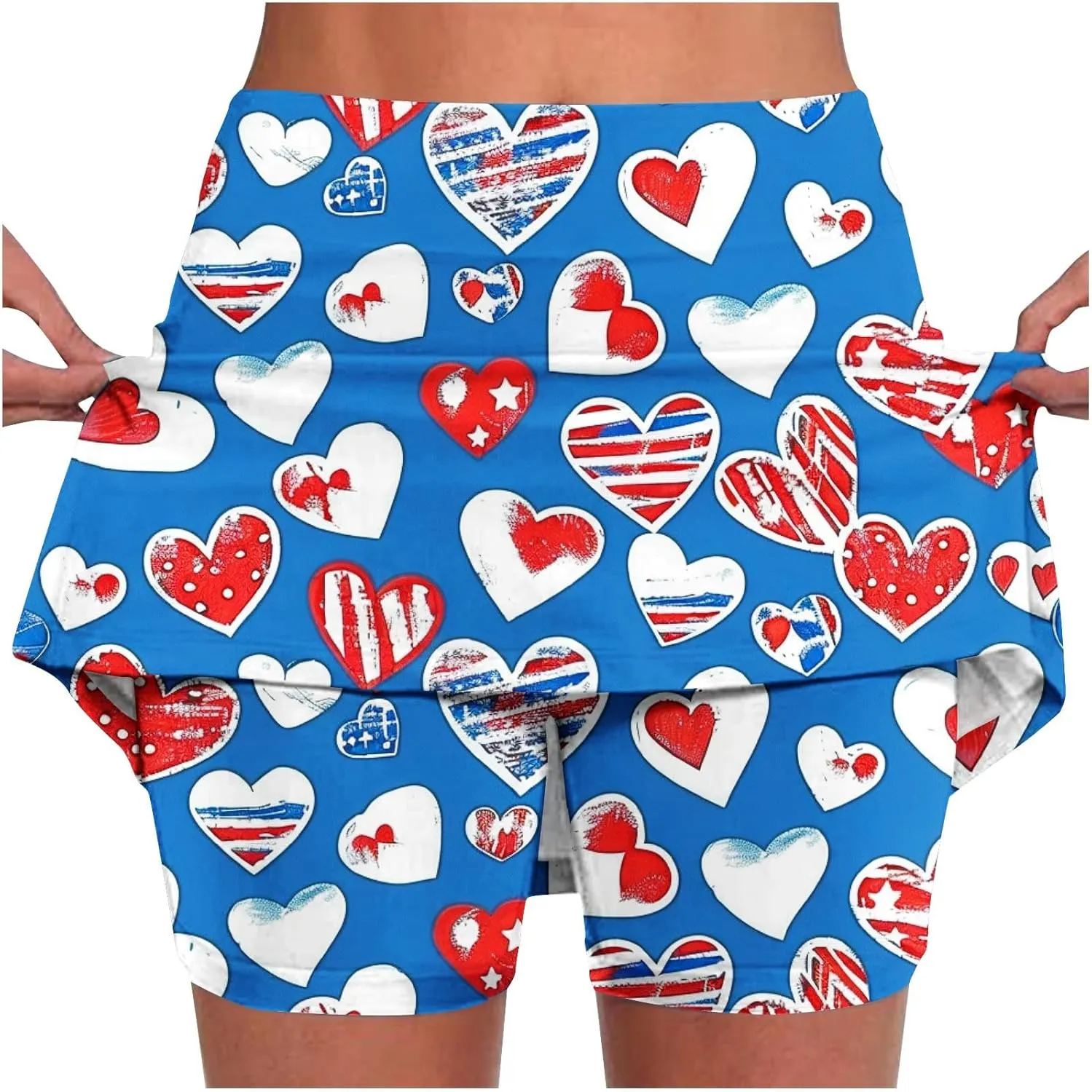 DDAPJ pyju 4th of July Tennis Skirt for Women High Waisted Athletic Skorts Running Workout Patriotic Skirts Skirted Shorts