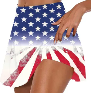 DDAPJ pyju Athletic Skorts for Women American Flag Print Patriotic Shorts High Waisted Golf Tennis Skirts 4th of July 2025