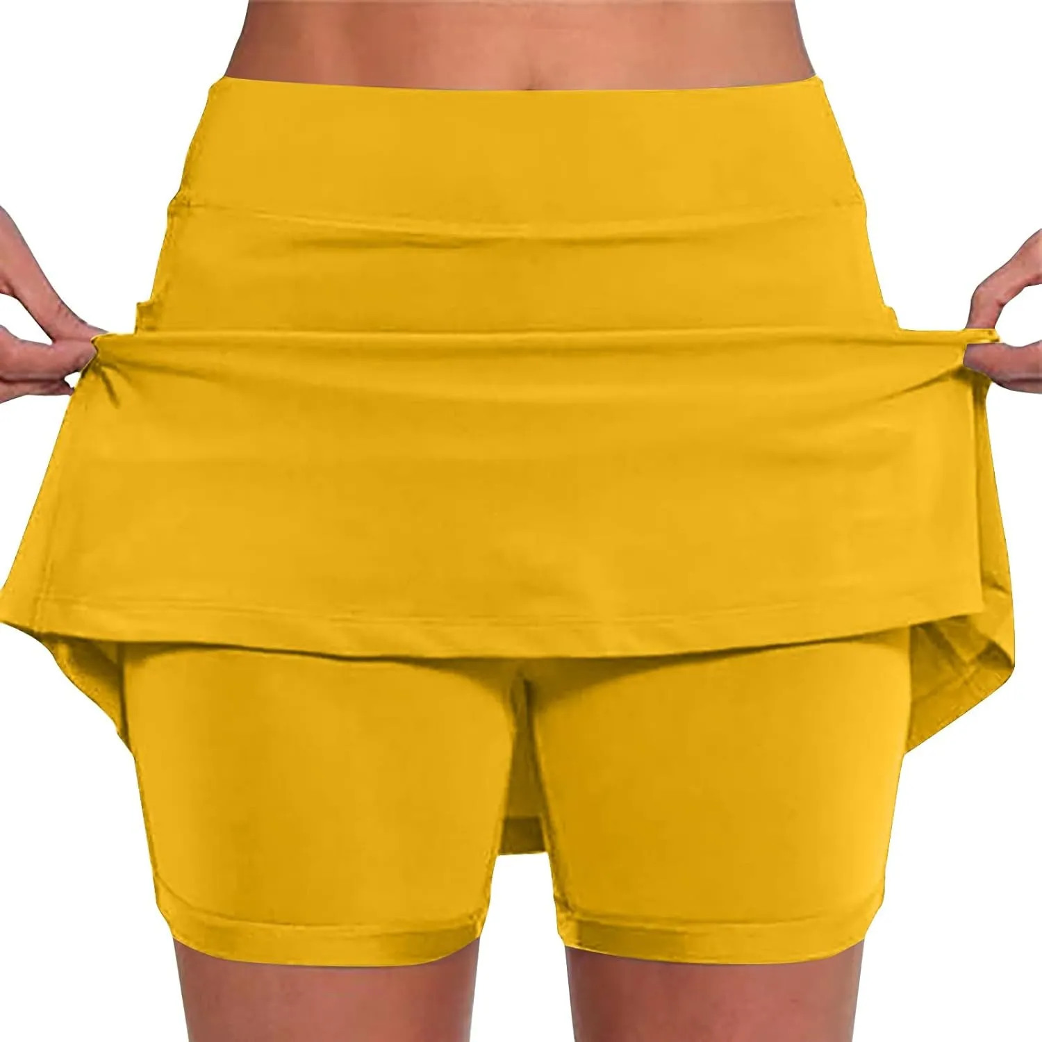 DDAPJ pyju Skorts for Women Plus Size High Waist Yoga Shorts Dressy Casual Athletic Tennis Mini Skater Skirt Basic Skort