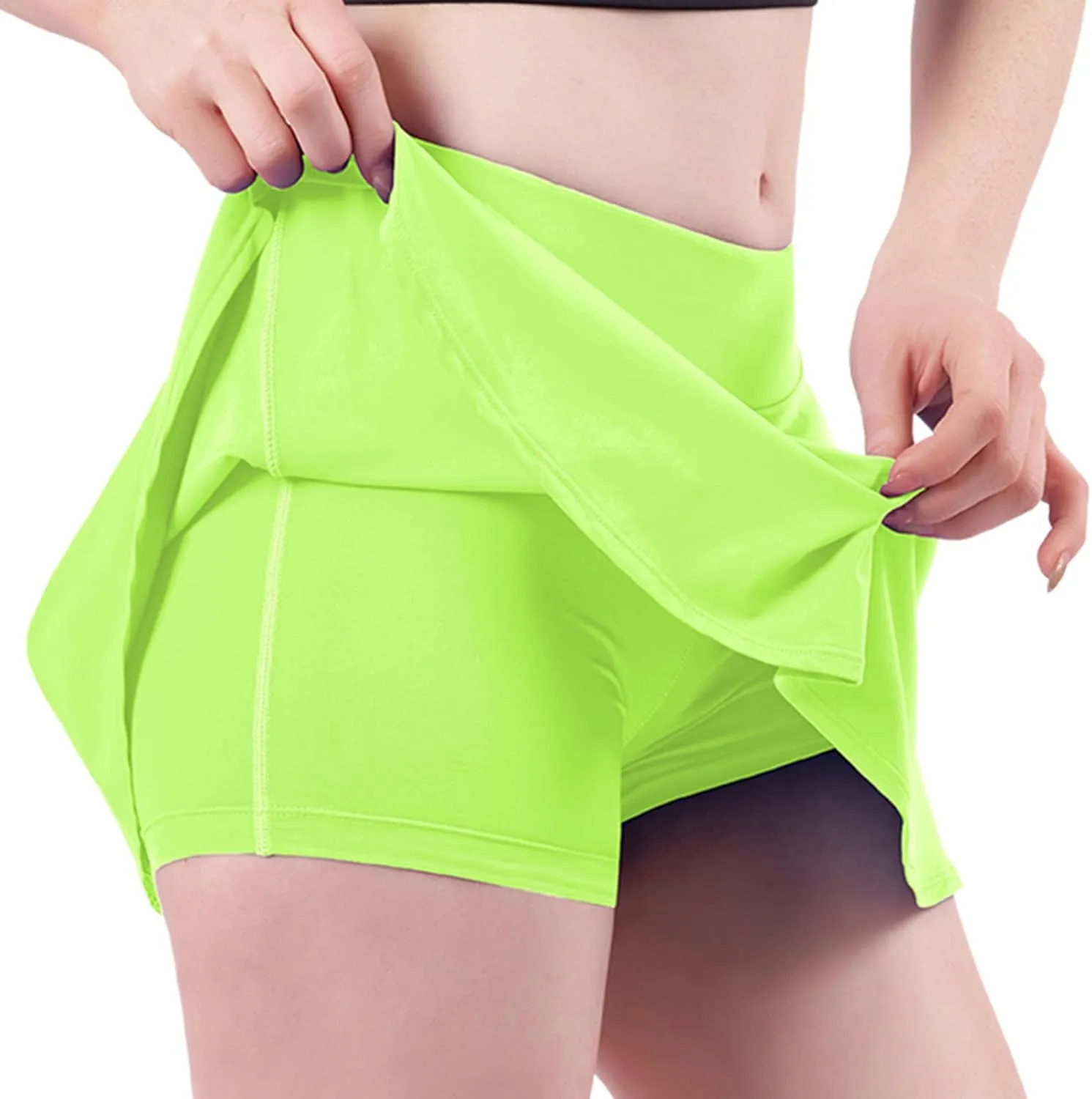DDAPJ pyju Tennis Skirt for Women Mid Waist Athletic Golf Skorts Pleated Mini Skirts Skort with Inner Shorts for Running