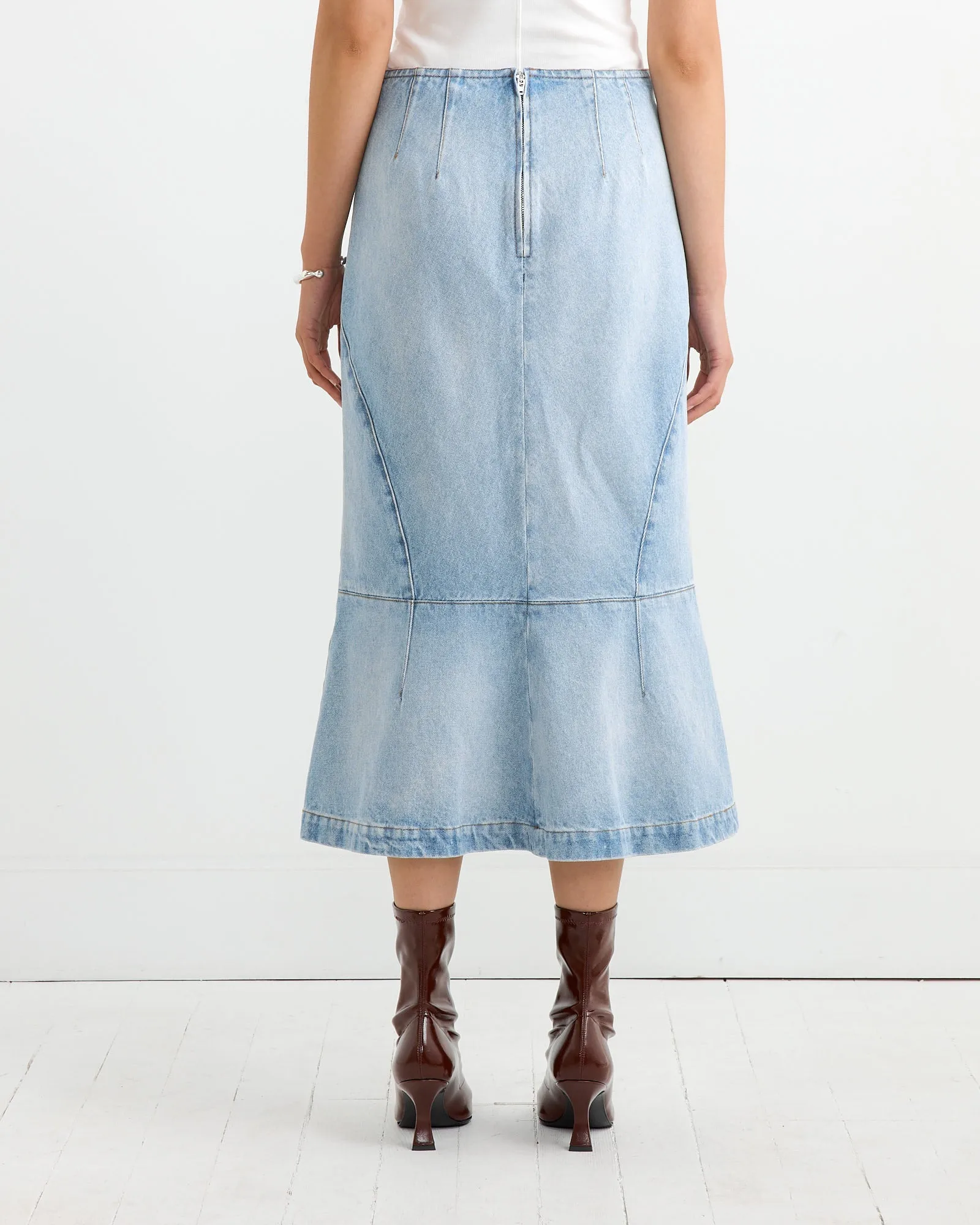 Denim Midi skirt in Light Blue