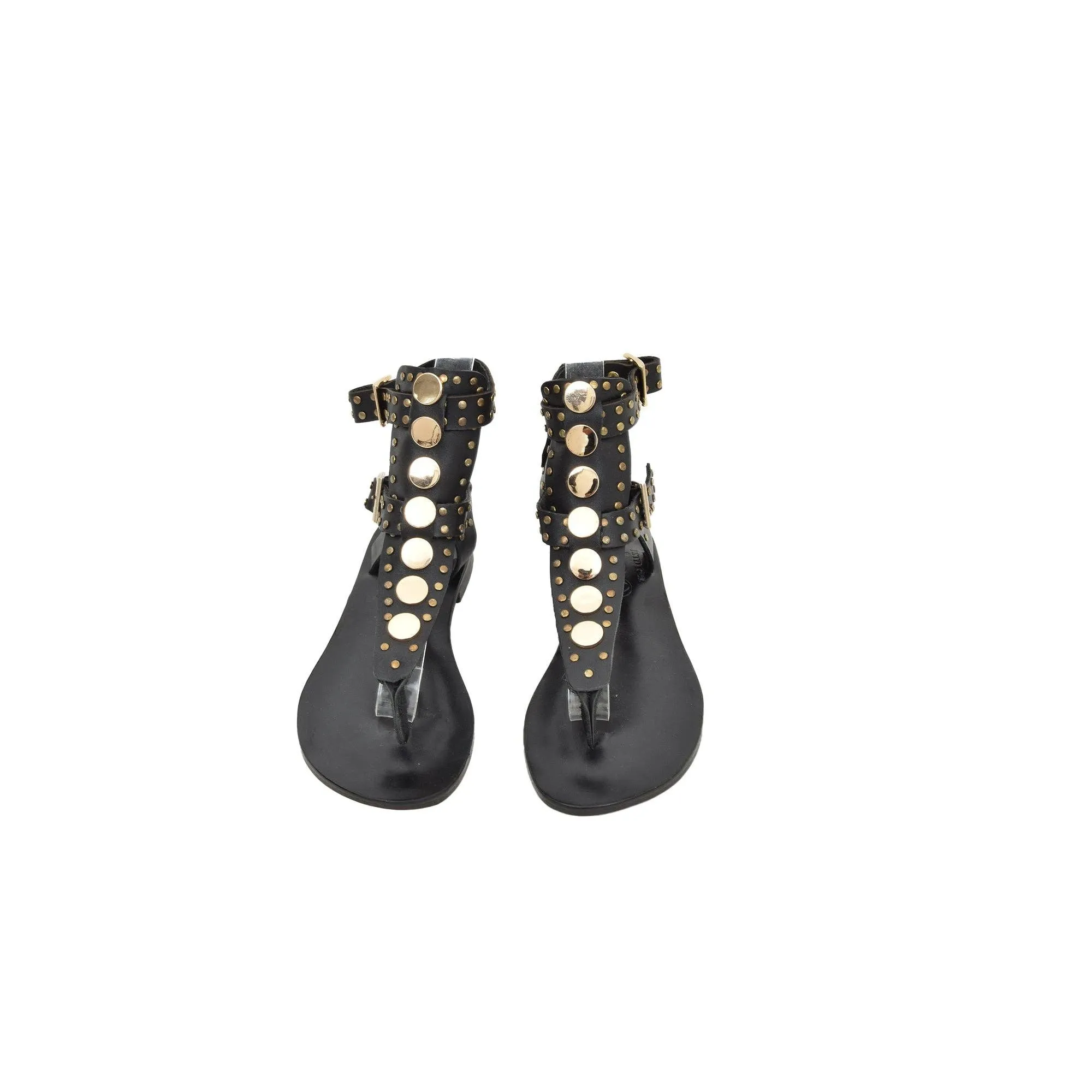 Dione Black Leather Women's Sandals