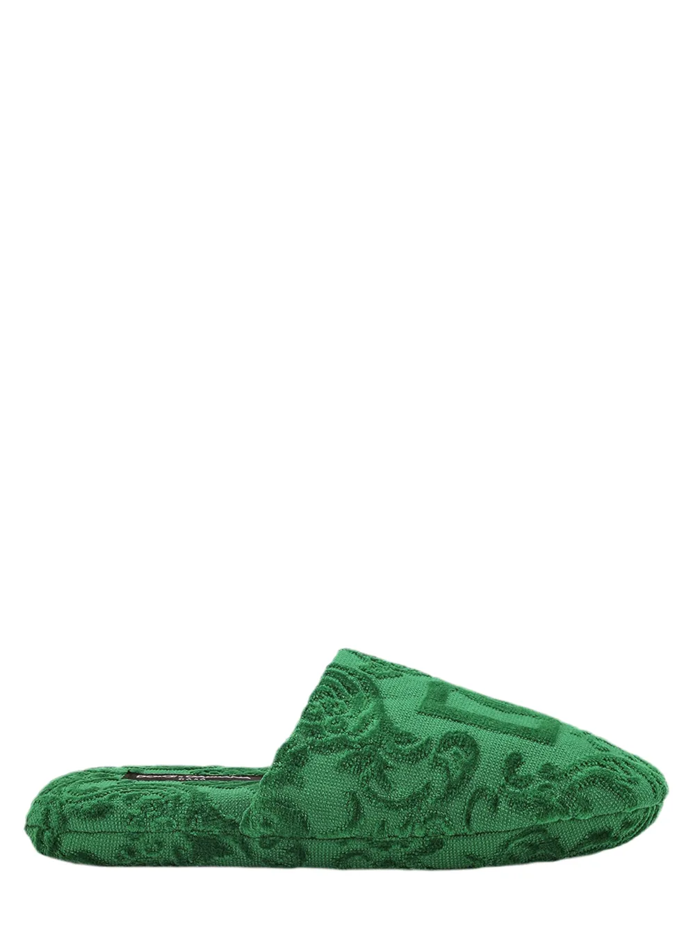 Dolce & Gabbana Casa Jacquard Cotton Terry Slippers in Verde Maiolica