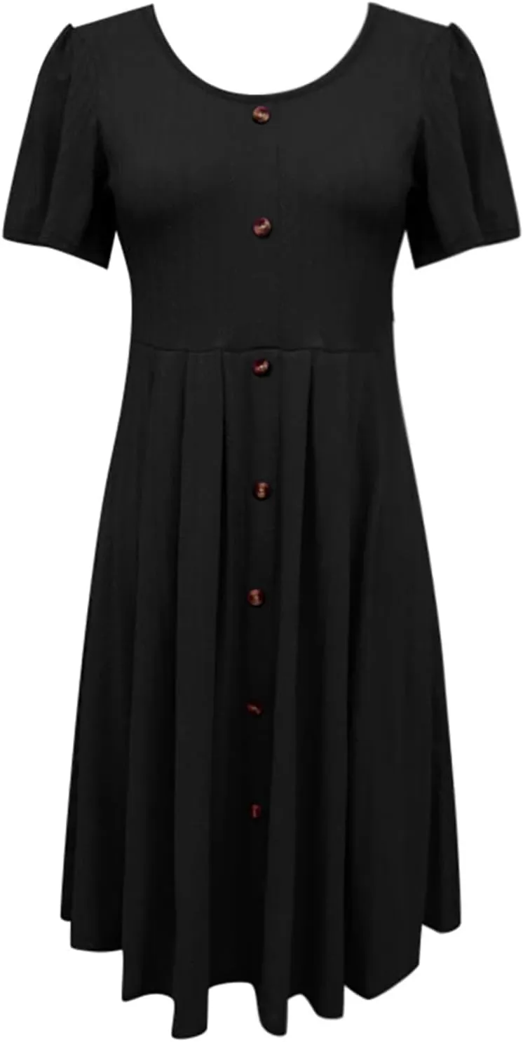 Dresses for Teens Floral Summer Dress Ruffle Sleeve Crewneck Flowy Swing Mini Dresses with Pockets