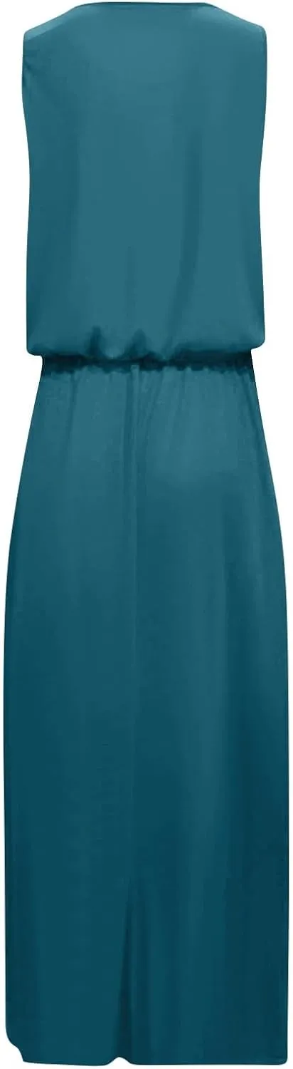 Elegant Sleeveless Maxi Dress for Women 2025 Sexy Flowy Long Dresses Perfect for Summer, Beach, and Resort Wear