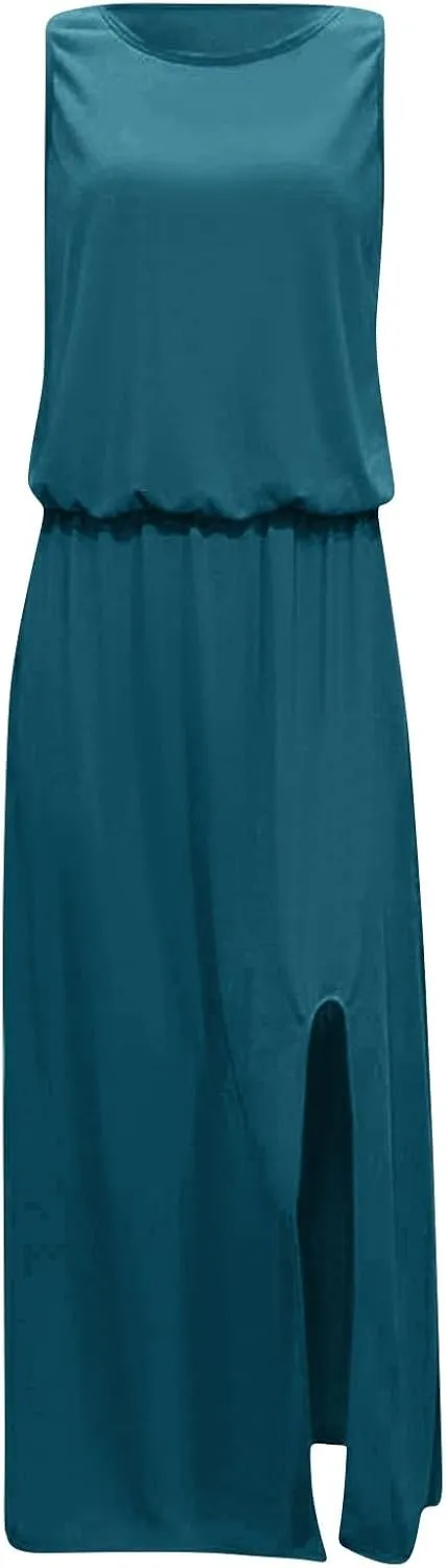 Elegant Sleeveless Maxi Dress for Women 2025 Sexy Flowy Long Dresses Perfect for Summer, Beach, and Resort Wear