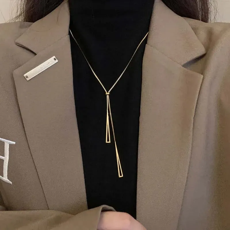 Endless Glamour Y-style Adjustable Long Flat Chain Necklace