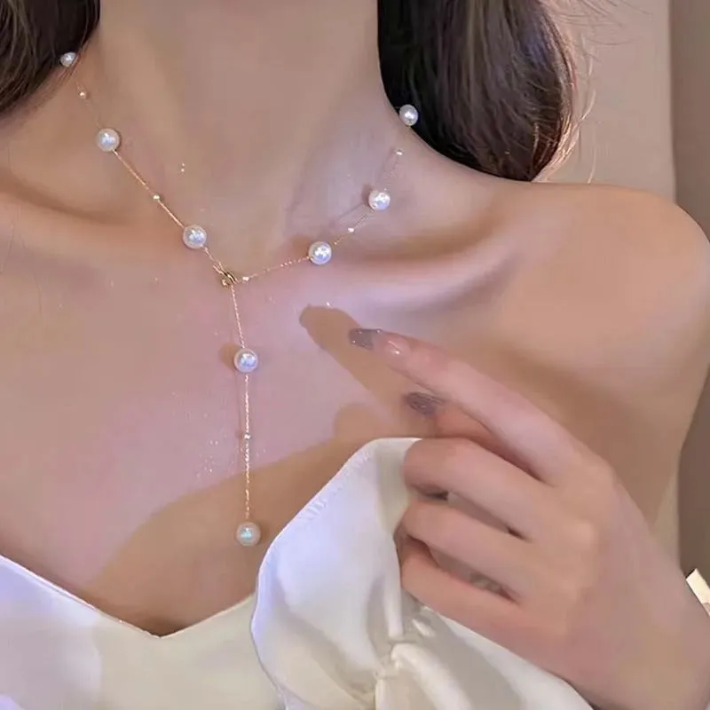 Endless Glamour Y-style Adjustable Long Flat Chain Necklace