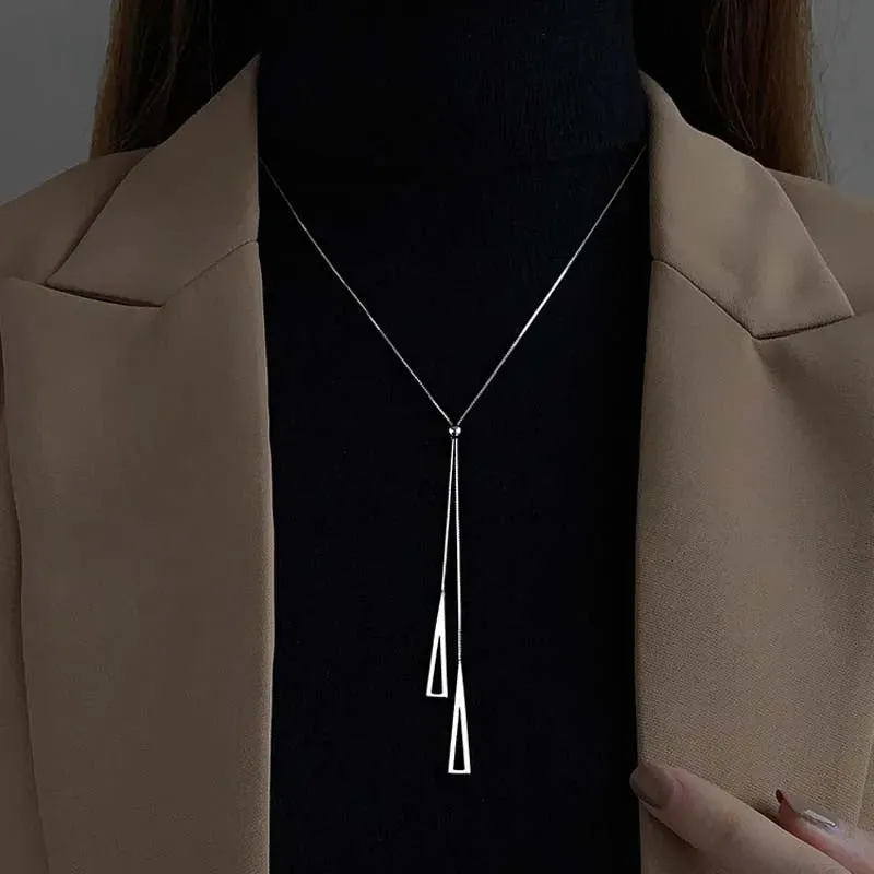 Endless Glamour Y-style Adjustable Long Flat Chain Necklace