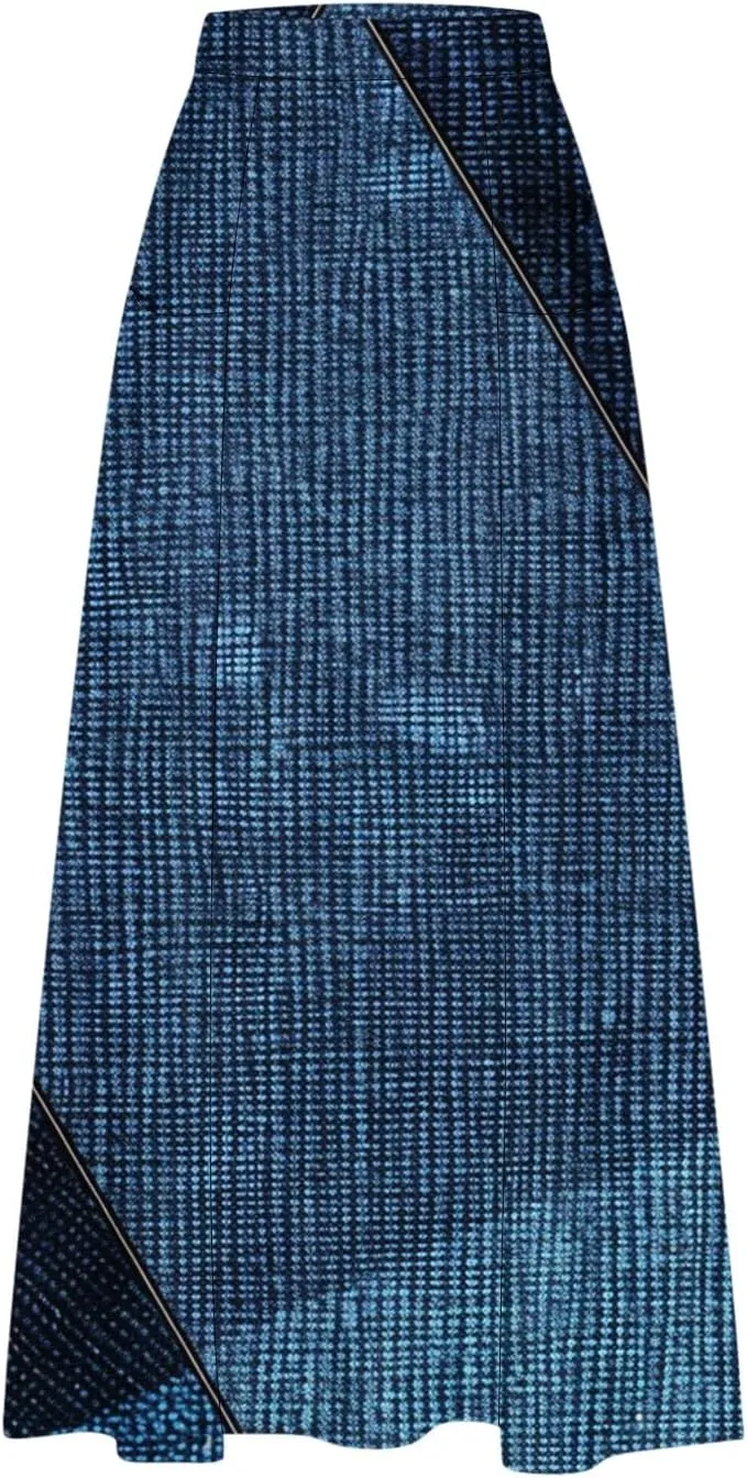 Fashion Skirts for Women Boho Graphic Trendy Beach Skirt Stretchy Pleated Plus Size Loose Western Skirt with Pocket