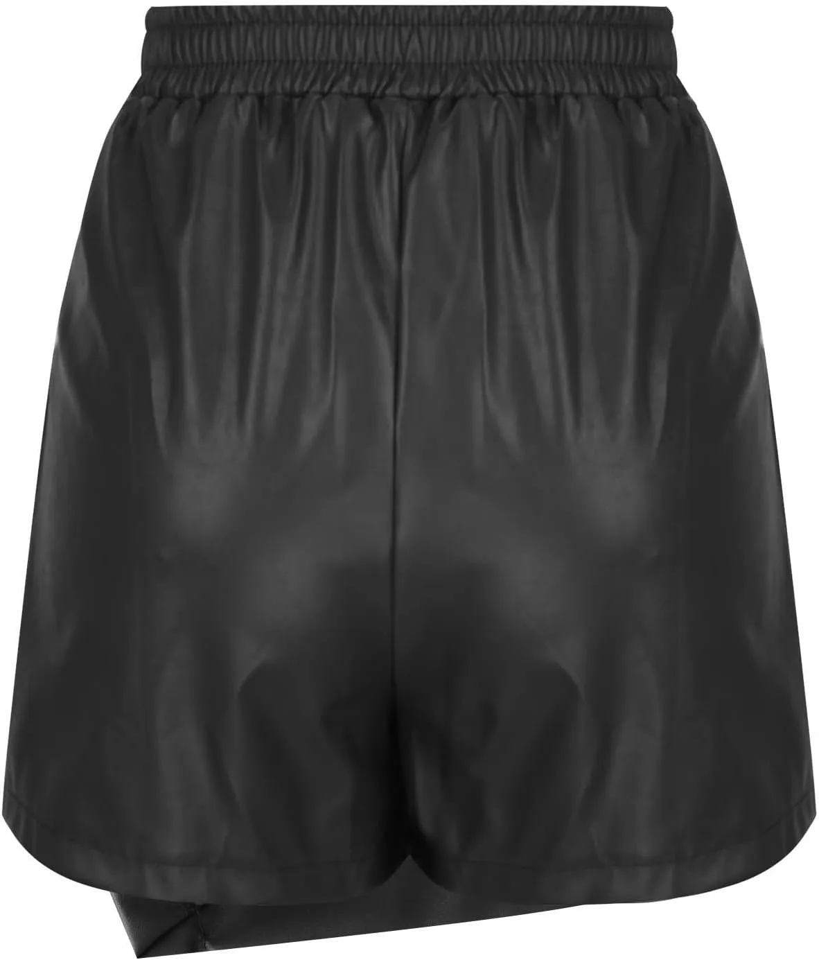 Faux Leather Skorts for Women Elastic High Waisted Ruched Wrap Skort Skirts Casual Sexy Dressy Business Work Skirt