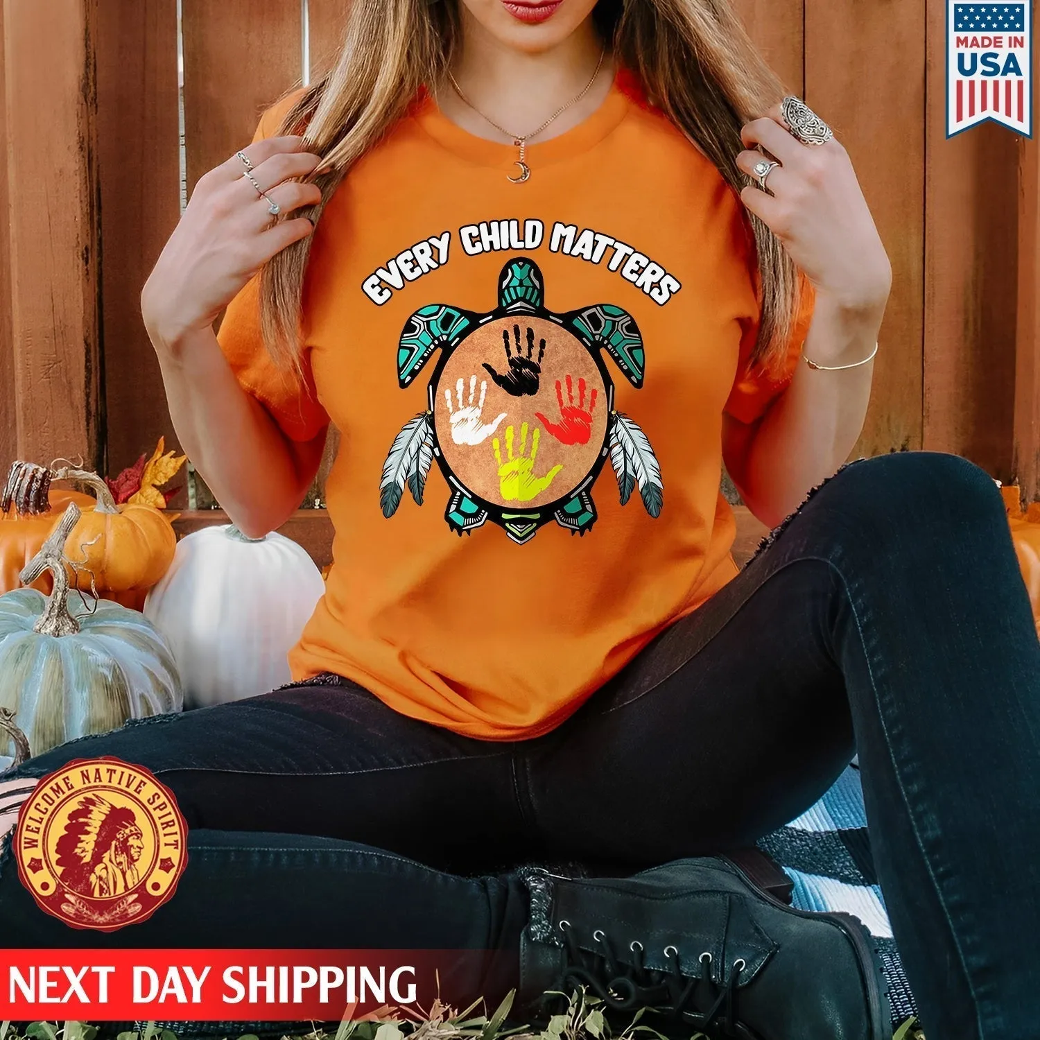 Feather Hand Color On Turtle For Orange Shirt Day Unisex T-Shirt/Hoodie/Sweatshirt