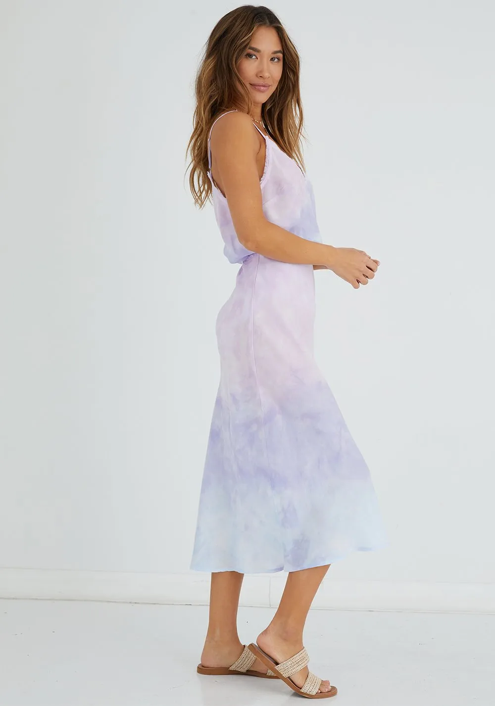 FINAL SALE - Bella Dahl Bias Midi Skirt in Paloma Cloud Dye