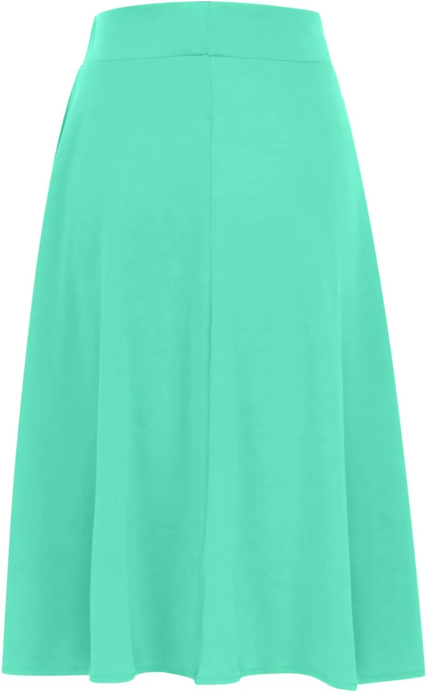 Flared Midi Skirts for Women Summer Plus Size Casual Flowy Long Skirt Comfy High Waist Solid Swing A Line Skirts