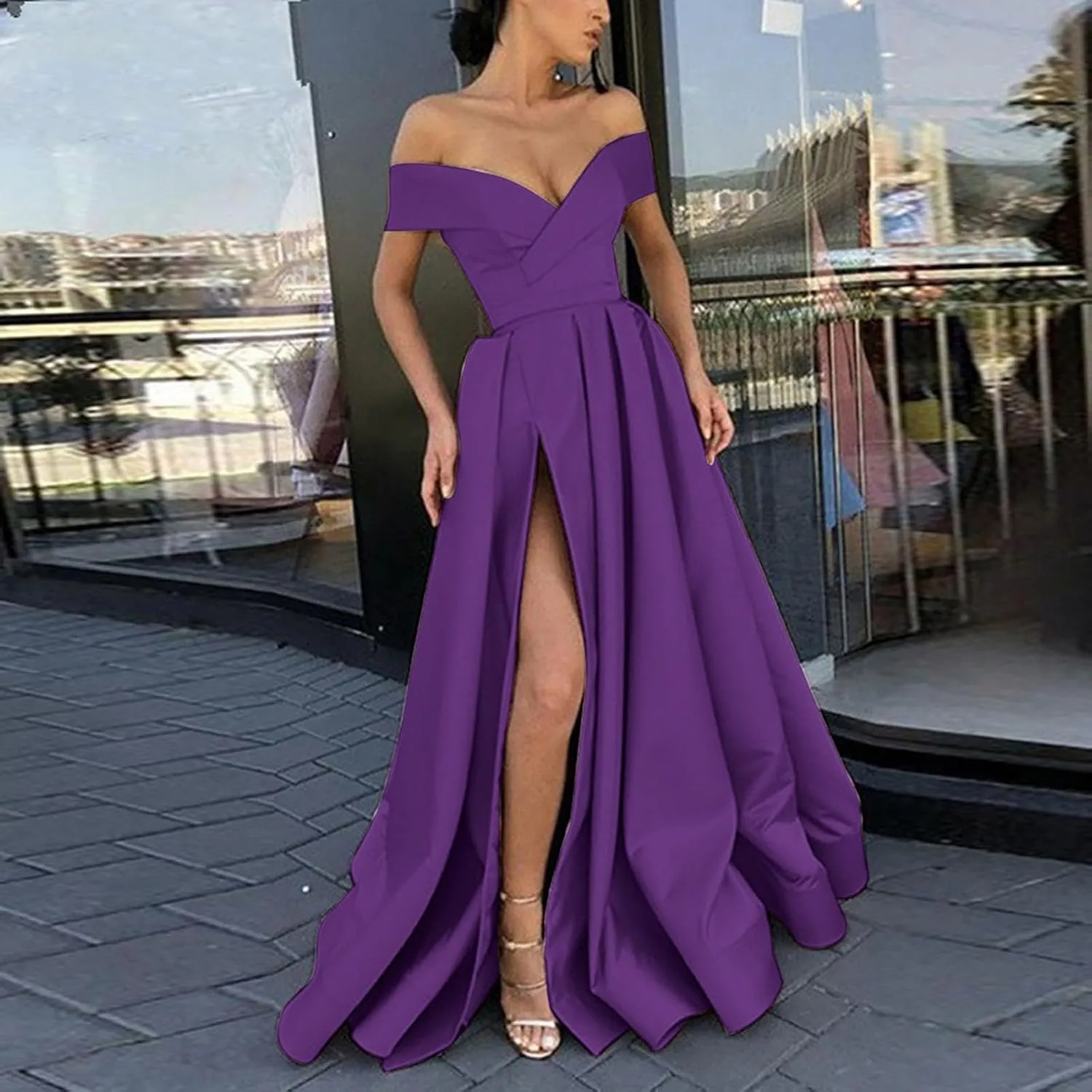 Floor Length Chiffon Ladies Cocktail Dress French Retro Summer Wedding Formal Gown with V Neck