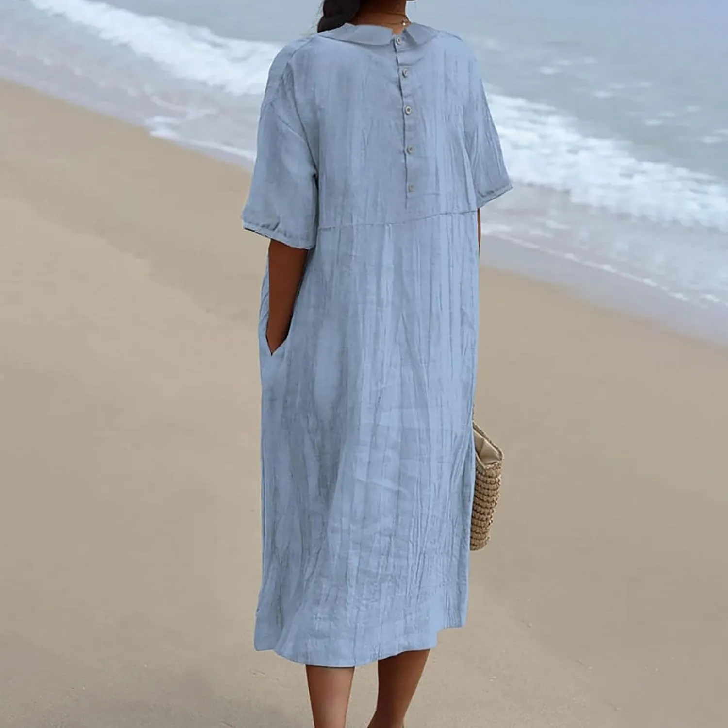 Floral Long Dress for Women Lapel Neck Short Sleeve Midi Dress Plus Size Maxi Dresses Beach Vacation Sundresses