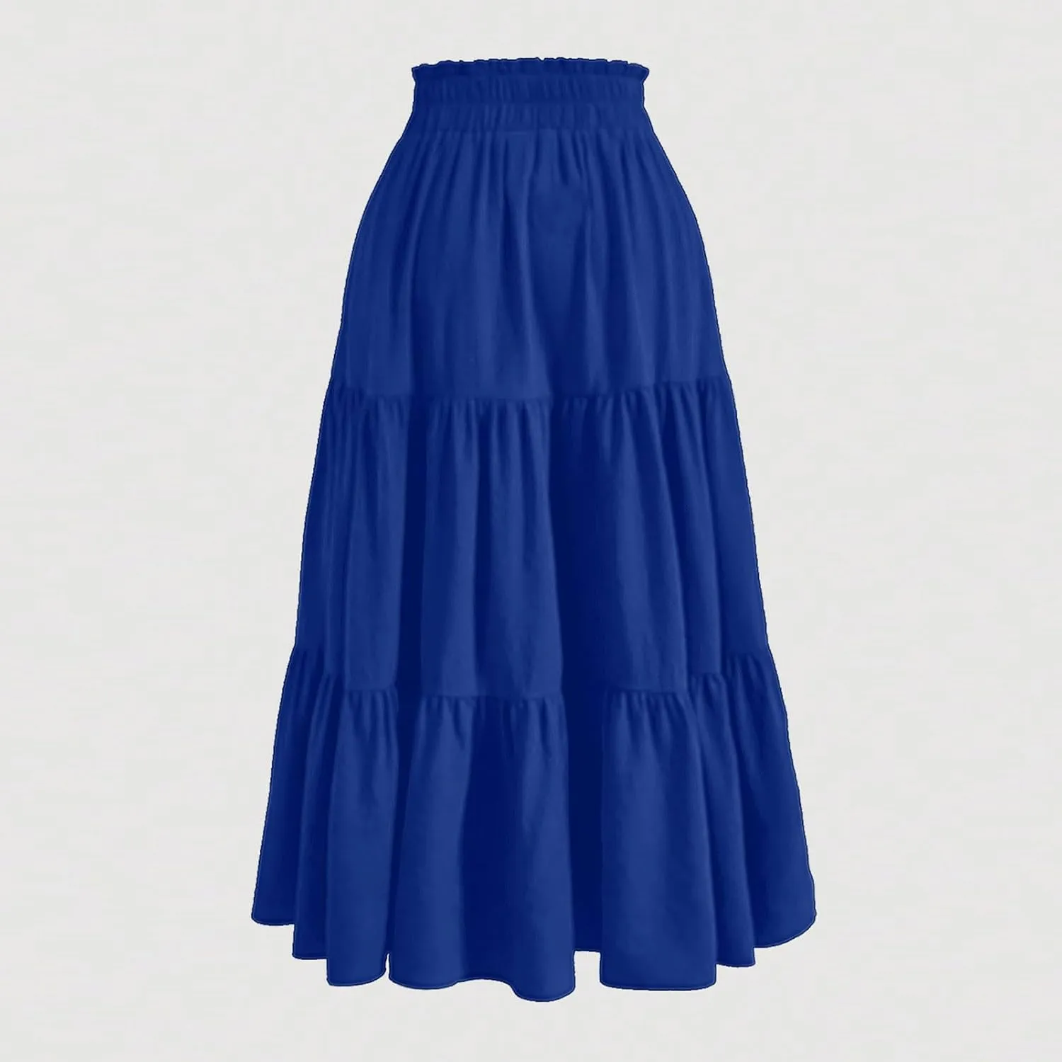 Floral Maxi Skirts for Women Trendy Summer Boho Tiered Long Flowy Skirt Drawstring High Waisted Swing A-Line Skirt