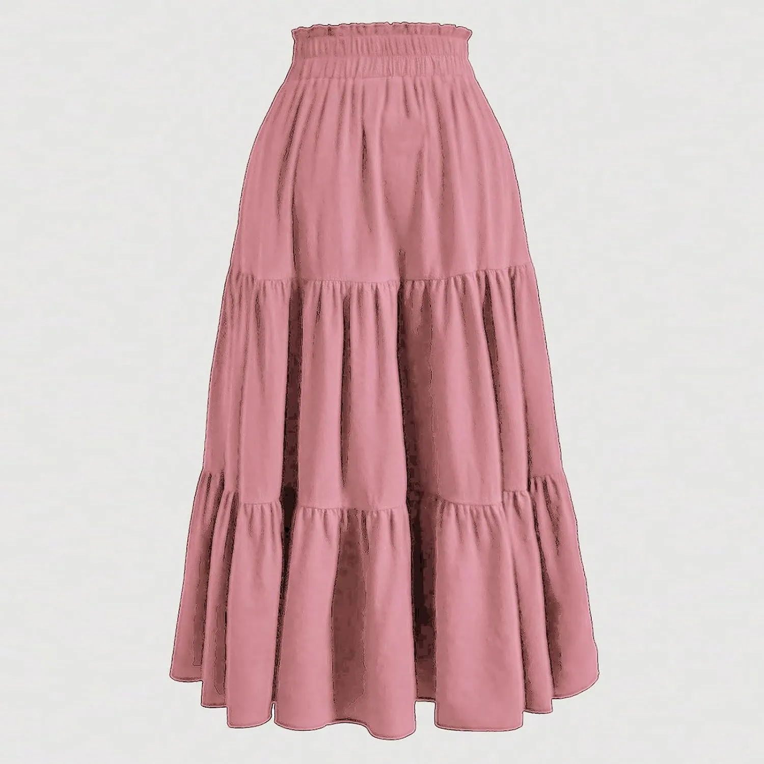 Floral Midi Skirts for Women Summer Flowy Tiered Skirt Drawstring Summer Knee Length A Line Skirts with Pockets