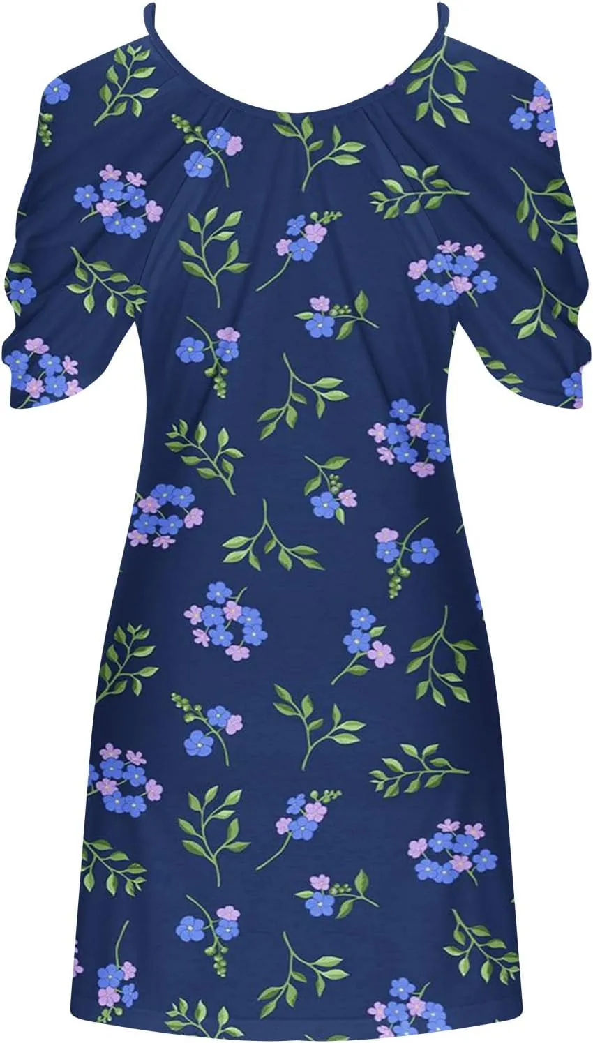 Floral Summer Dress 2024 Sexy Plus Size Open Shoulder Spaghetti Strap Beach Mini Dresses Floral Print Short Dresses