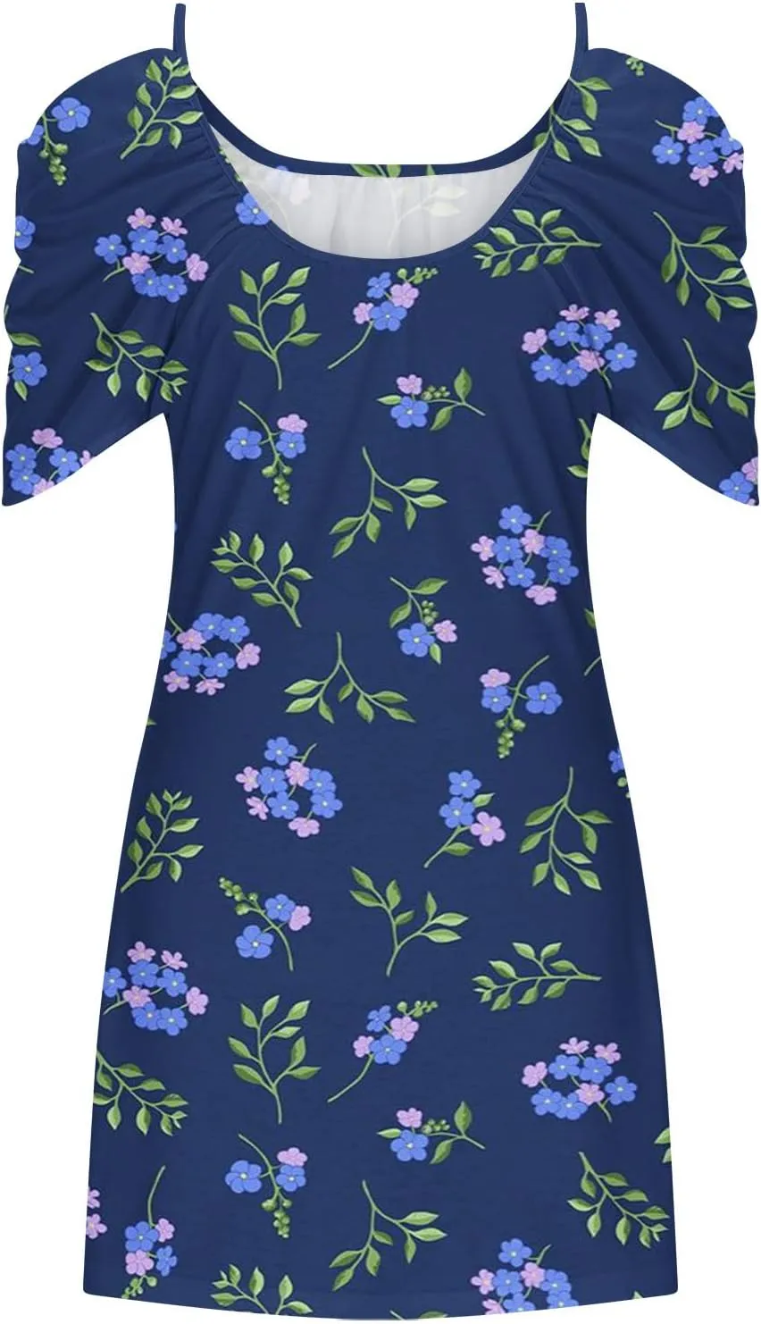 Floral Summer Dress 2024 Sexy Plus Size Open Shoulder Spaghetti Strap Beach Mini Dresses Floral Print Short Dresses
