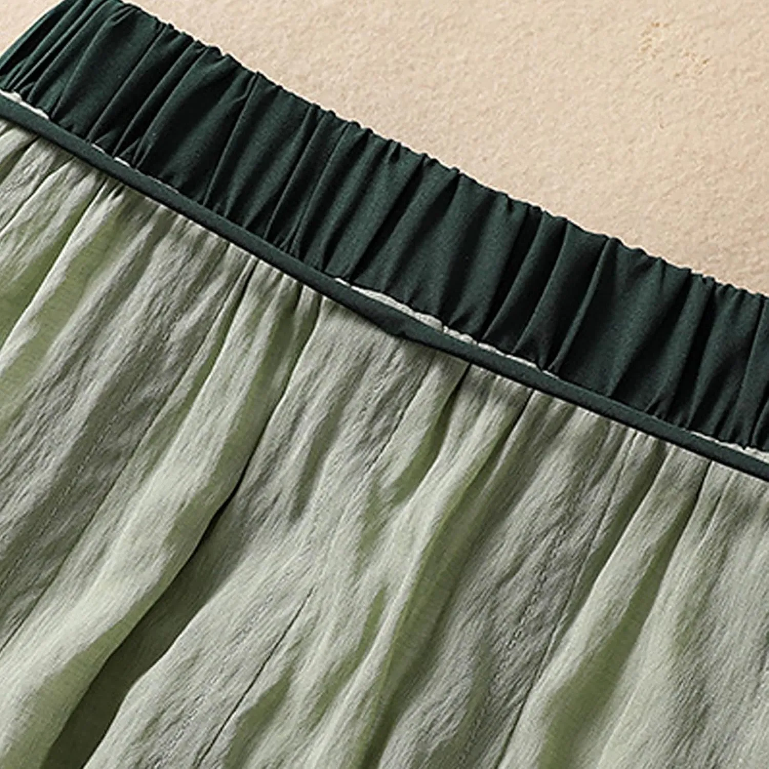 Flowy Midi Skirt for Women Elastic High Waisted Casual Tie-up Solid Color Summer A Line Waistband Skirts