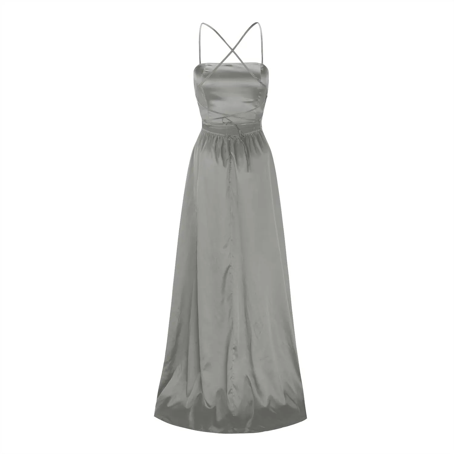 Formal Dresses for Women 2024 Summer Plus Size Sleeveless Side Slit Satin Cocktail Wedding Guest Maxi Dress for Curvy Women