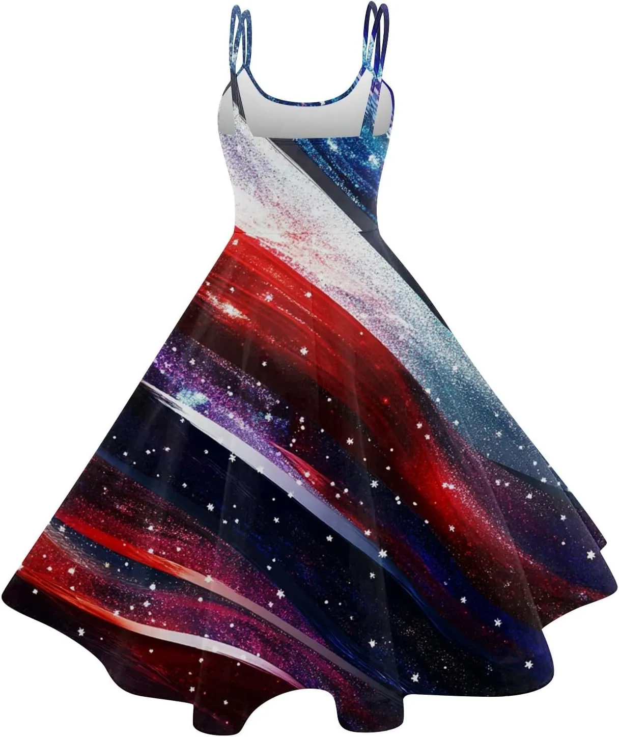 Fourth of July Dresses for Women Midi Red White and Blue Dress Sleeveless Patriotic Dresses Holiday Festival Dress