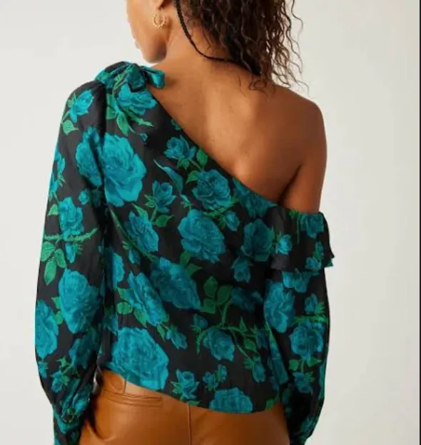 Free People These Nights Blouse in Teal - FINAL SALE