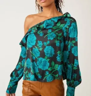 Free People These Nights Blouse in Teal - FINAL SALE