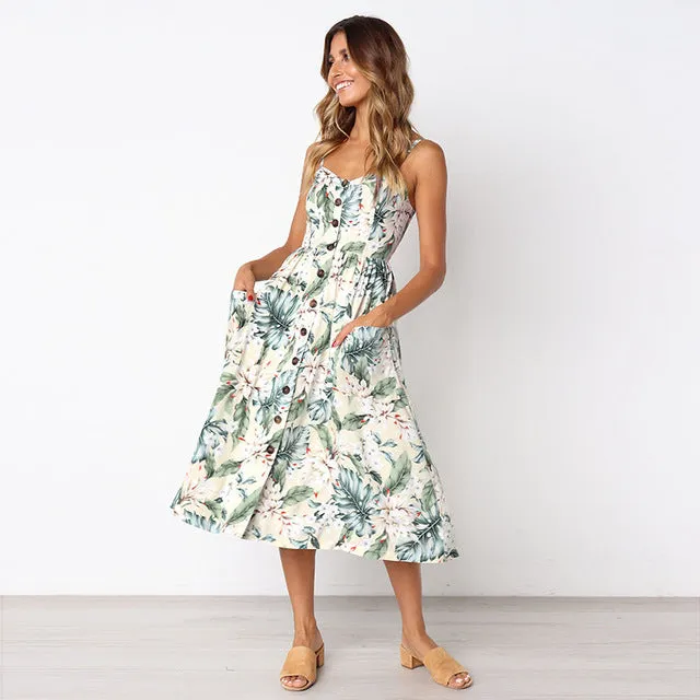 (Free Shipping) Sexy New Women Print Floral Stripe Long dress