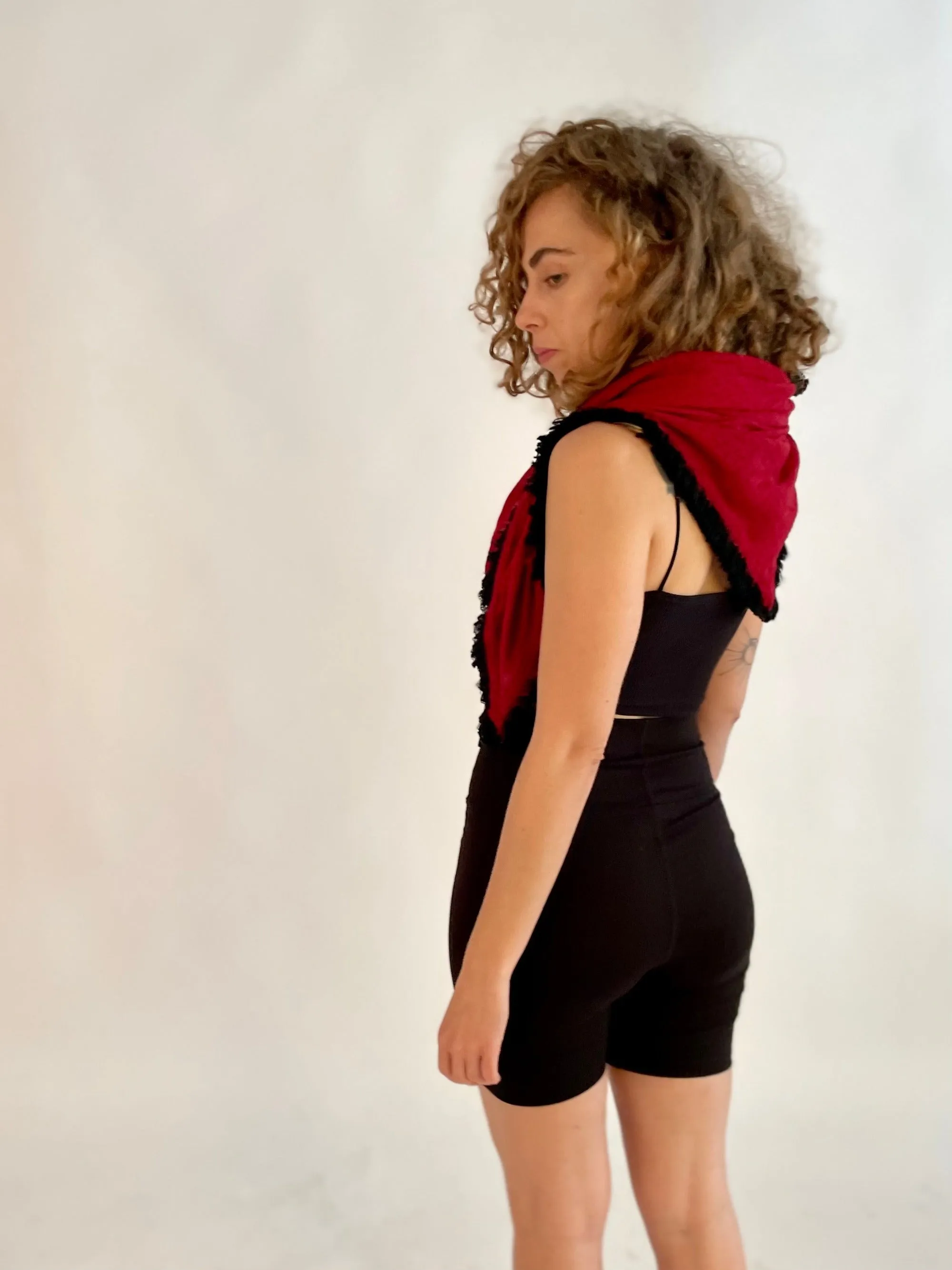 Fringe Scarf -  Cherry Red