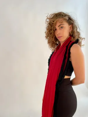 Fringe Scarf -  Cherry Red