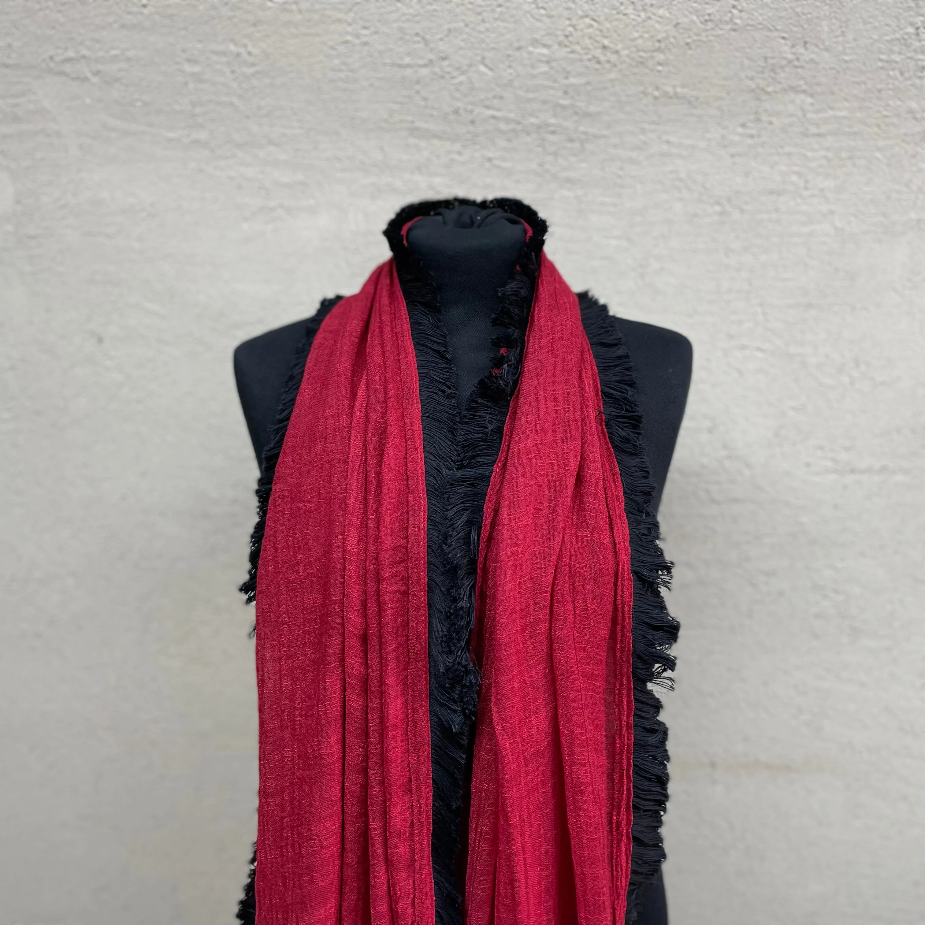 Fringe Scarf -  Cherry Red