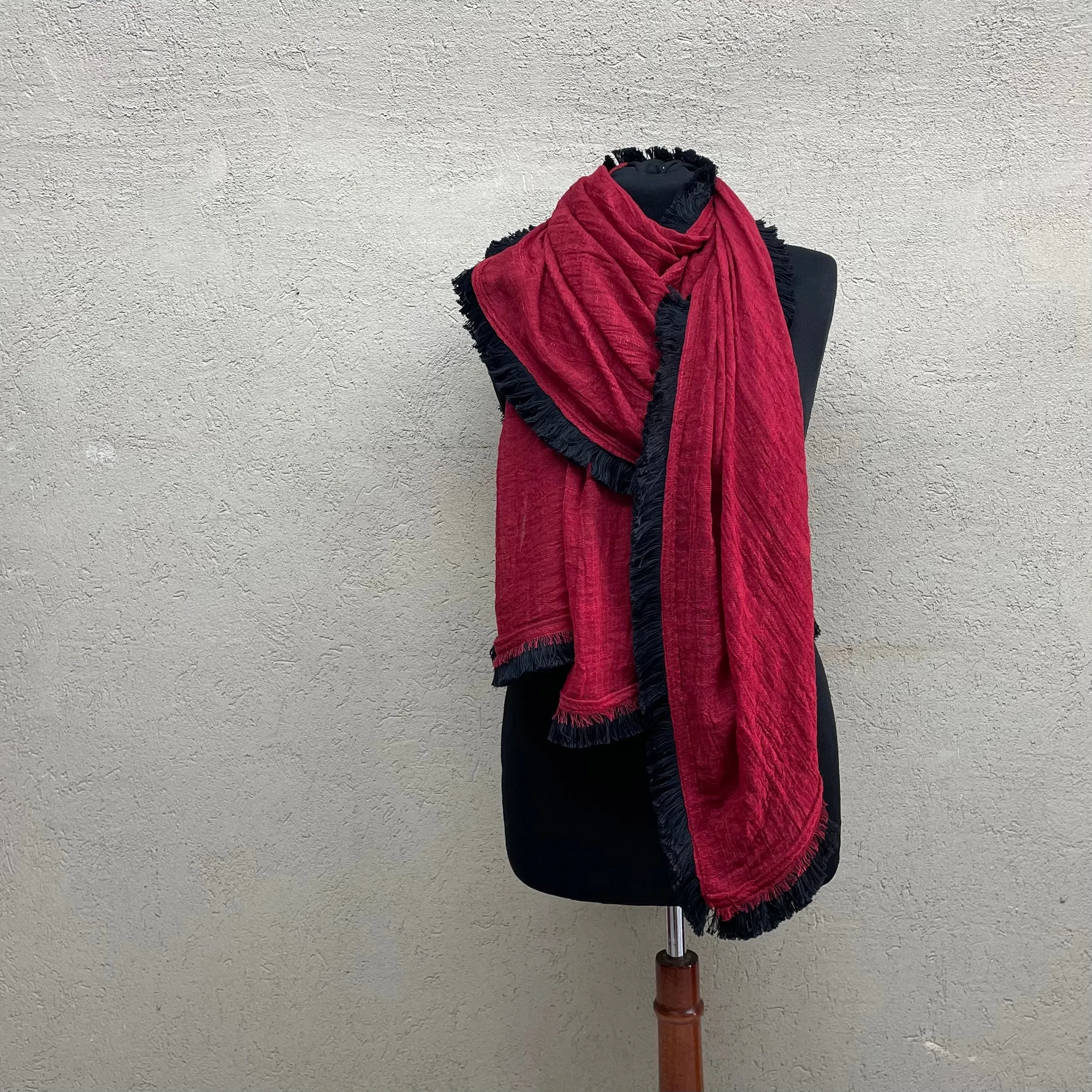 Fringe Scarf -  Cherry Red