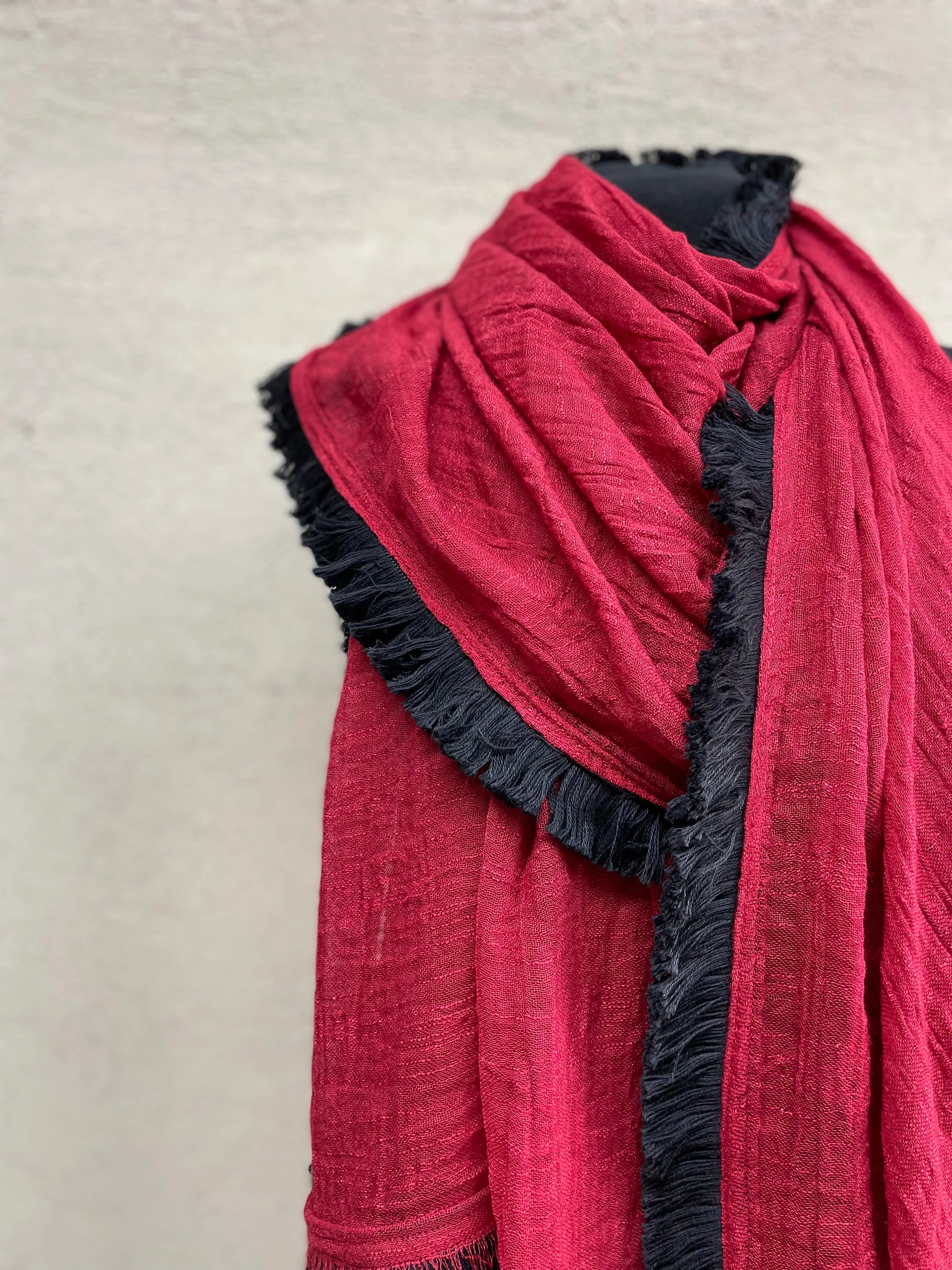 Fringe Scarf -  Cherry Red