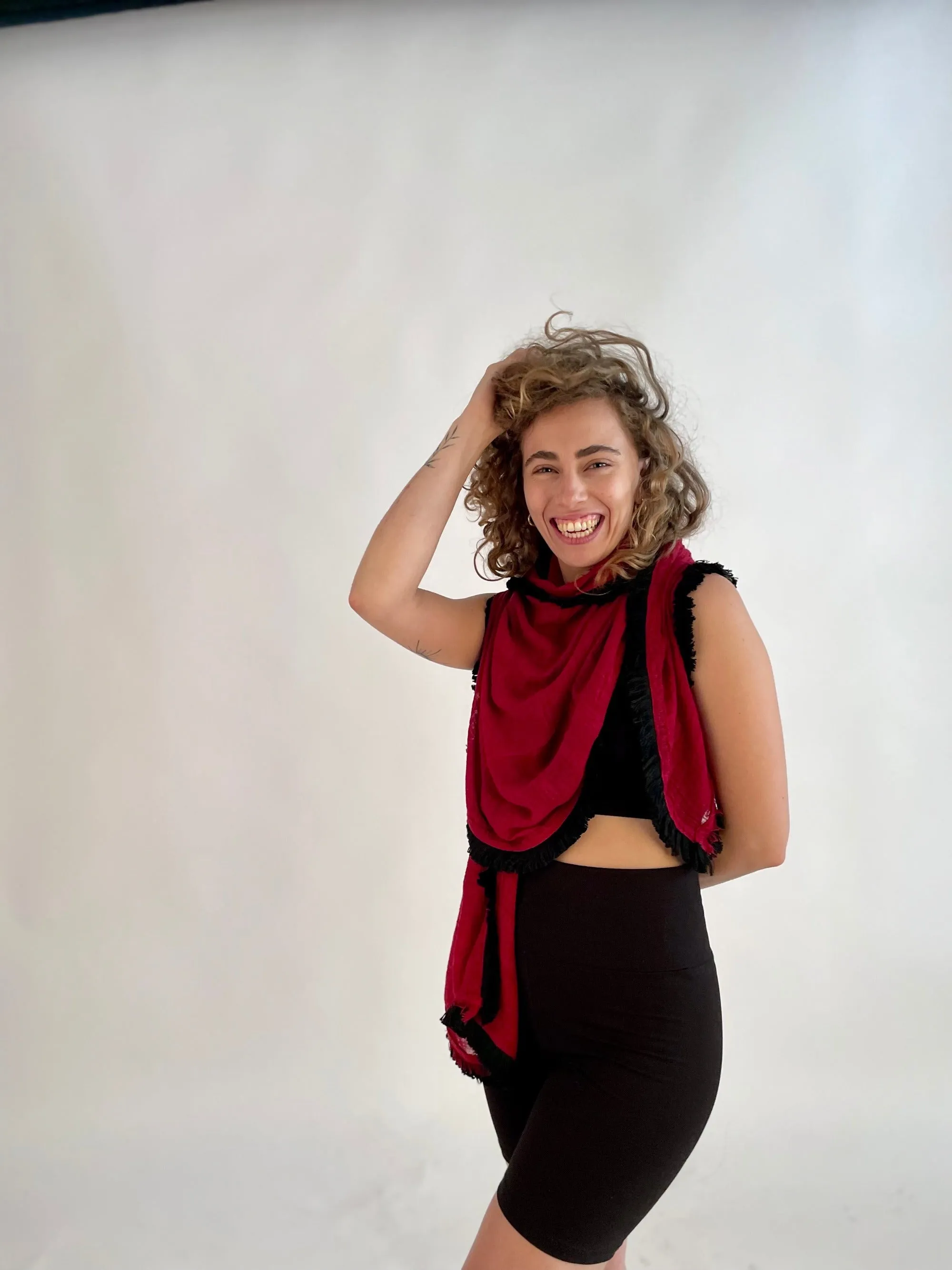 Fringe Scarf -  Cherry Red