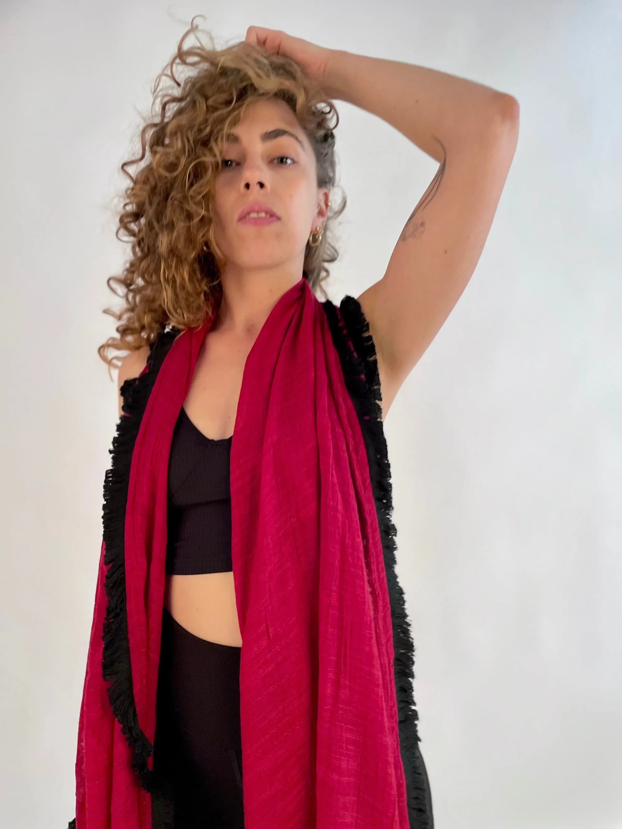 Fringe Scarf -  Cherry Red