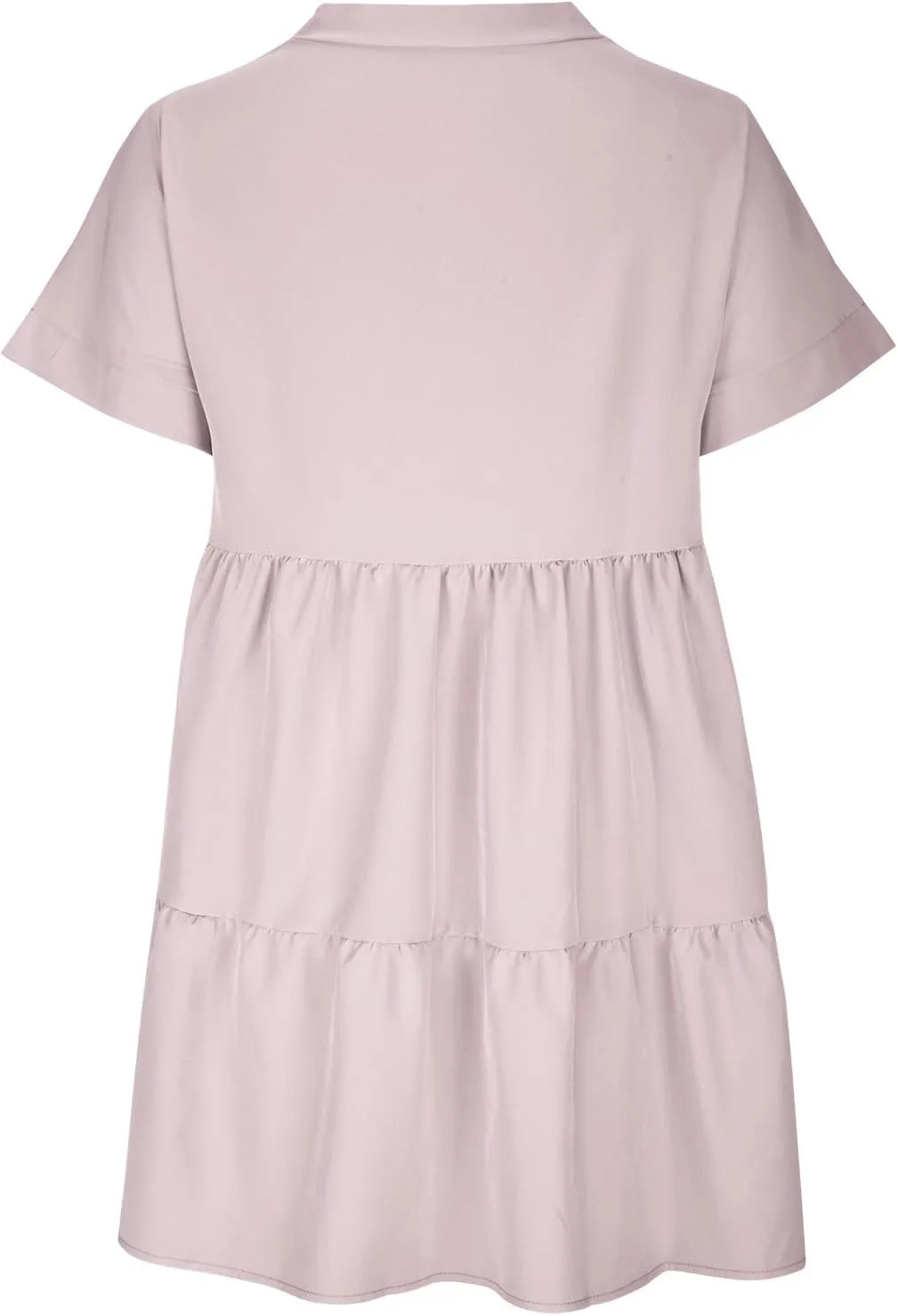 FZYLQY Womens Casual Dresses Short Sleeve V Neck Tiered Mini Dress Loose Fit Comfy Ruffle Swing Dress Trendy Beach Sundress