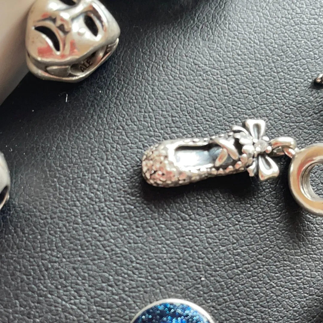 Genuine Pandora Pave Ballerina Shoe Slipper Retired Charm Dangle