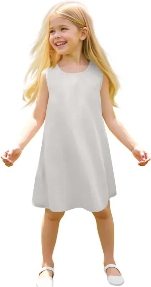 Girls Dress Cute Sleeveless Round Neck Pleated Mini Dress Casual 2025 Summer Beach Vacation Little Girls Dresses 1-7T