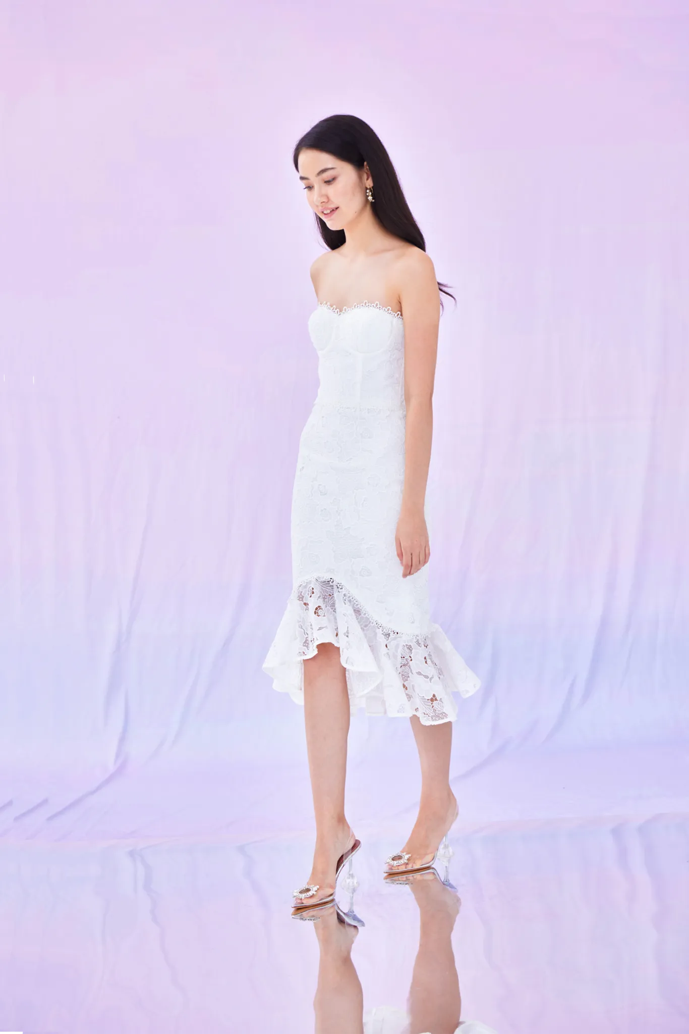 Gordana White Flower Mermaid Dress