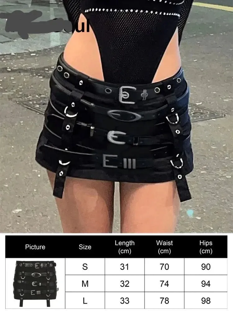 Gothic Mini Skirts Black High Waist Women Skirt 2024 New Y2k Style Harajuku Punk Goth Dark Grunge Streetwear Female Clothes