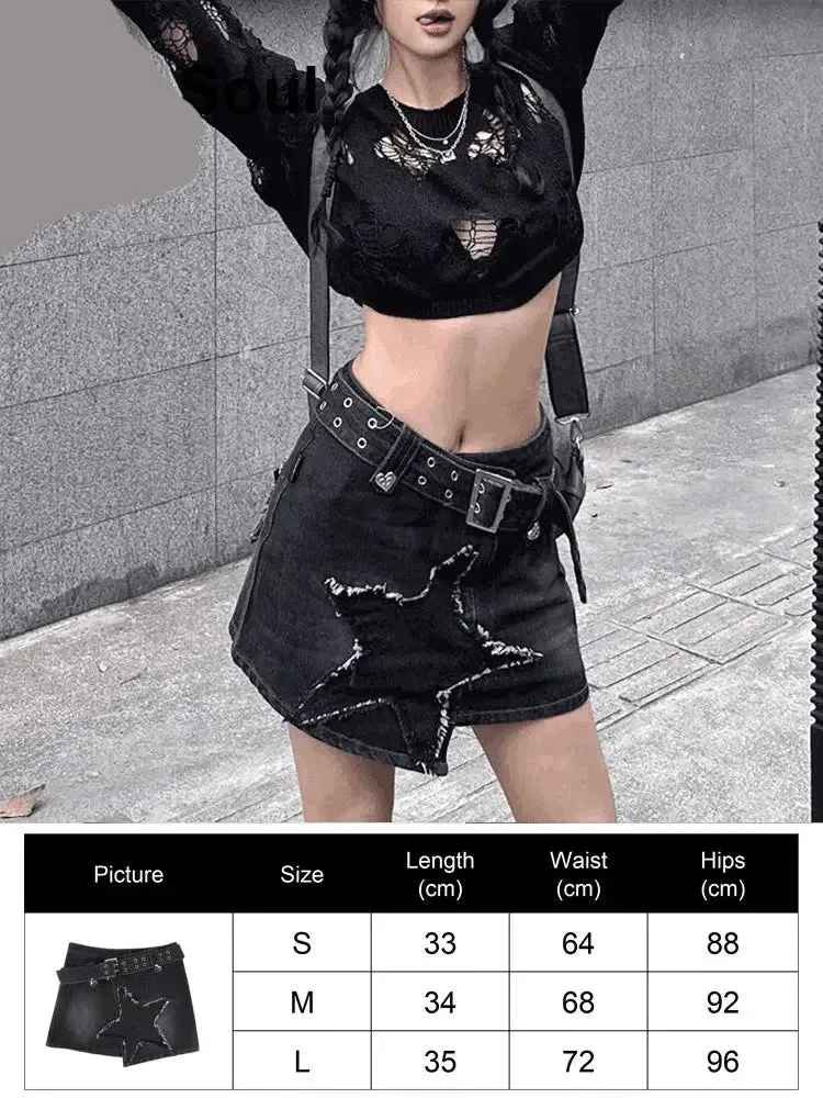 Gothic Mini Skirts Black High Waist Women Skirt 2024 New Y2k Style Harajuku Punk Goth Dark Grunge Streetwear Female Clothes