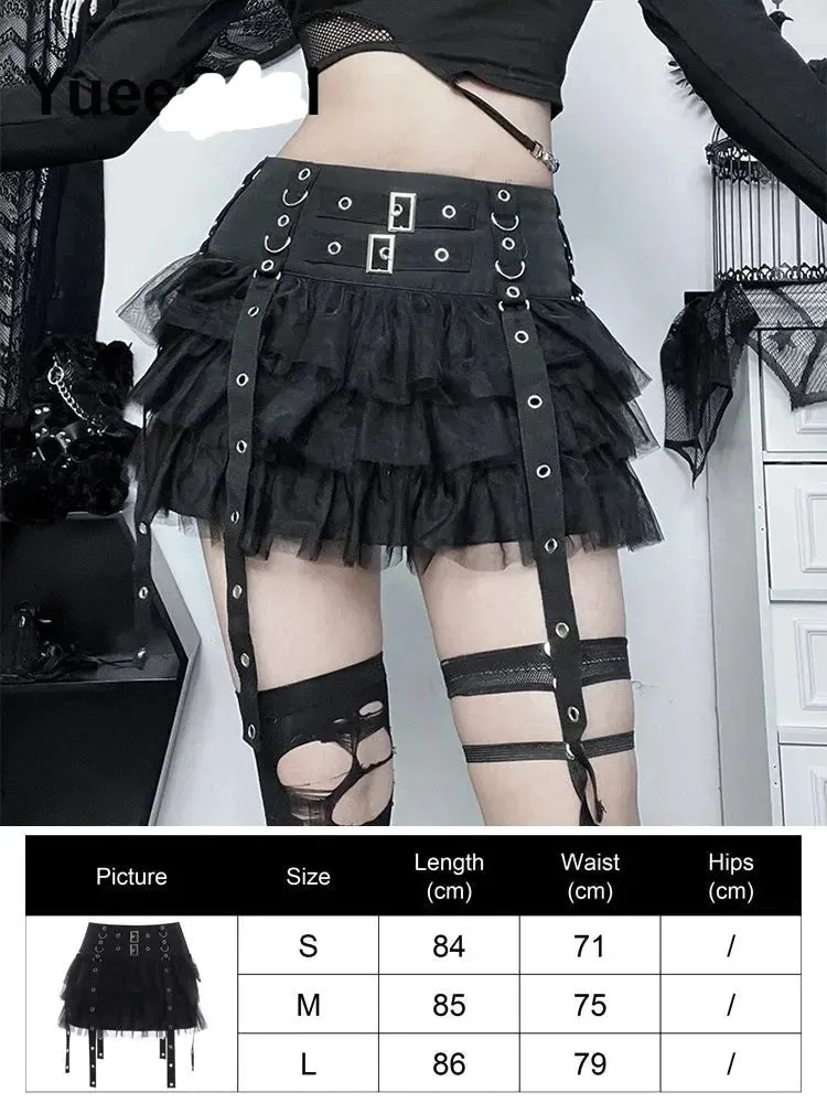 Gothic Mini Skirts Black High Waist Women Skirt 2024 New Y2k Style Harajuku Punk Goth Dark Grunge Streetwear Female Clothes
