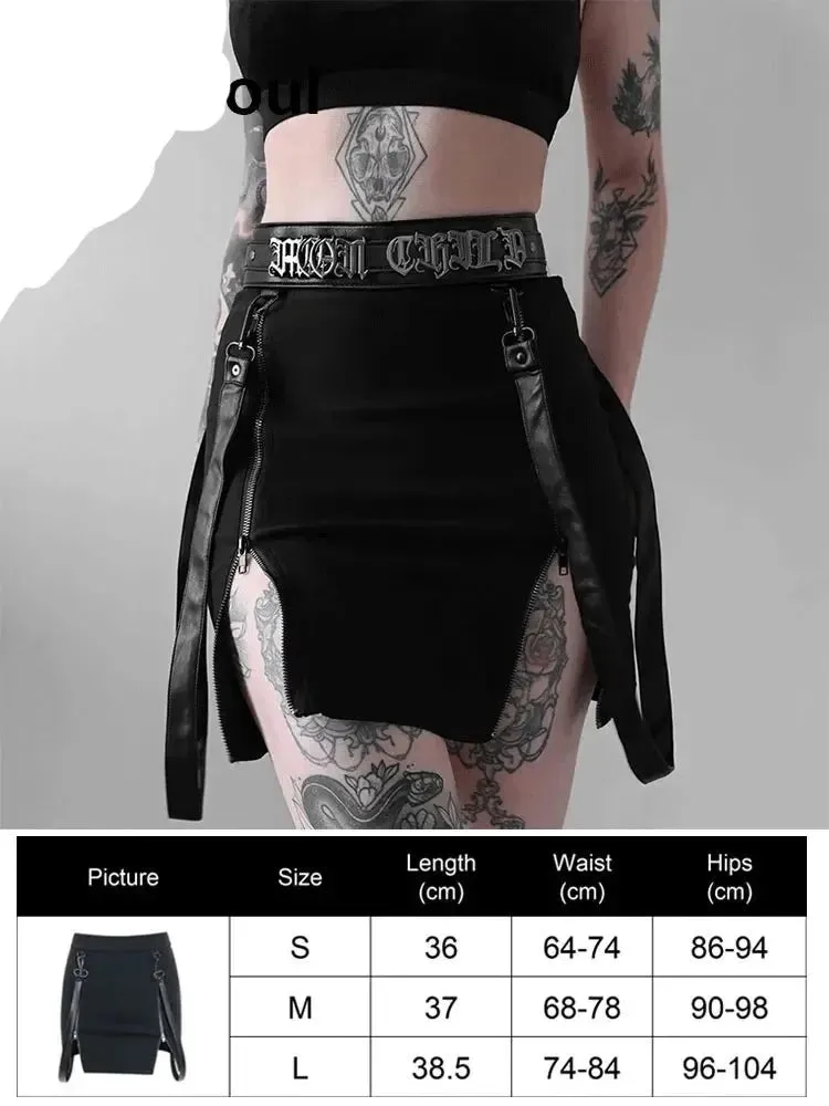 Gothic Mini Skirts Black High Waist Women Skirt 2024 New Y2k Style Harajuku Punk Goth Dark Grunge Streetwear Female Clothes