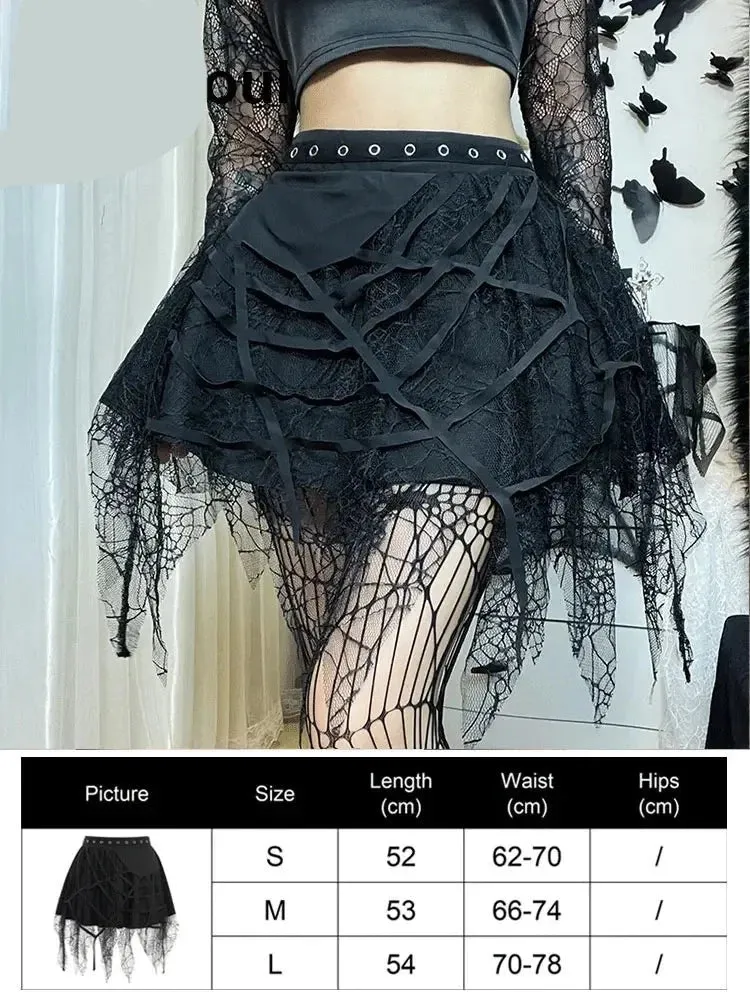 Gothic Mini Skirts Black High Waist Women Skirt 2024 New Y2k Style Harajuku Punk Goth Dark Grunge Streetwear Female Clothes