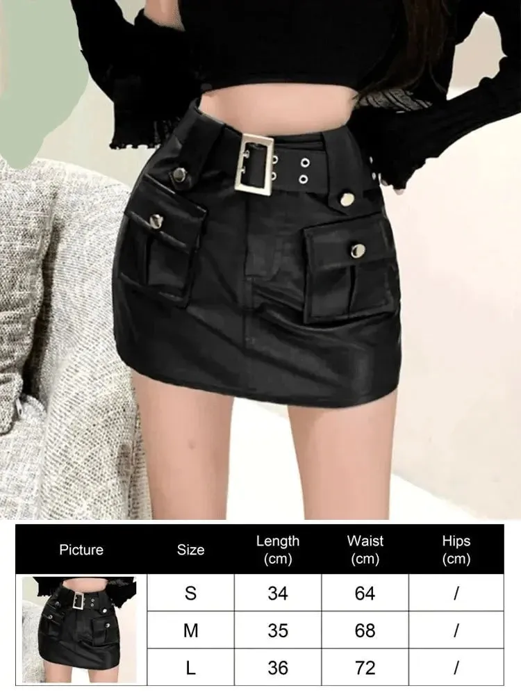 Gothic Mini Skirts Black High Waist Women Skirt 2024 New Y2k Style Harajuku Punk Goth Dark Grunge Streetwear Female Clothes