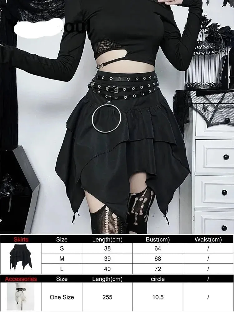 Gothic Mini Skirts Black High Waist Women Skirt 2024 New Y2k Style Harajuku Punk Goth Dark Grunge Streetwear Female Clothes