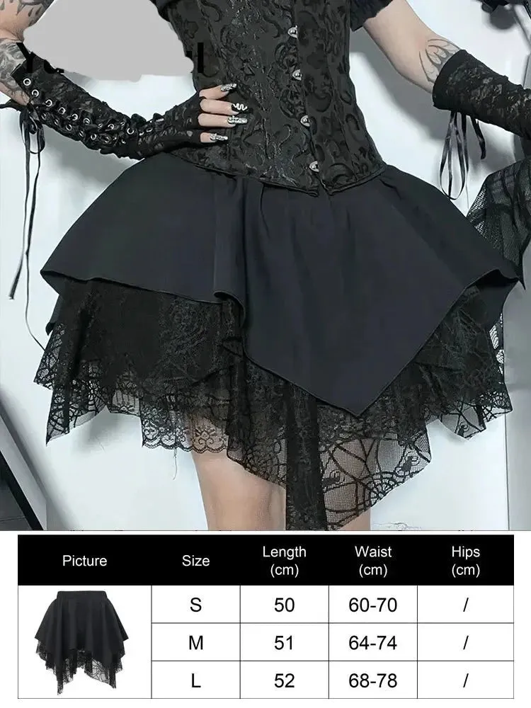 Gothic Mini Skirts Black High Waist Women Skirt 2024 New Y2k Style Harajuku Punk Goth Dark Grunge Streetwear Female Clothes